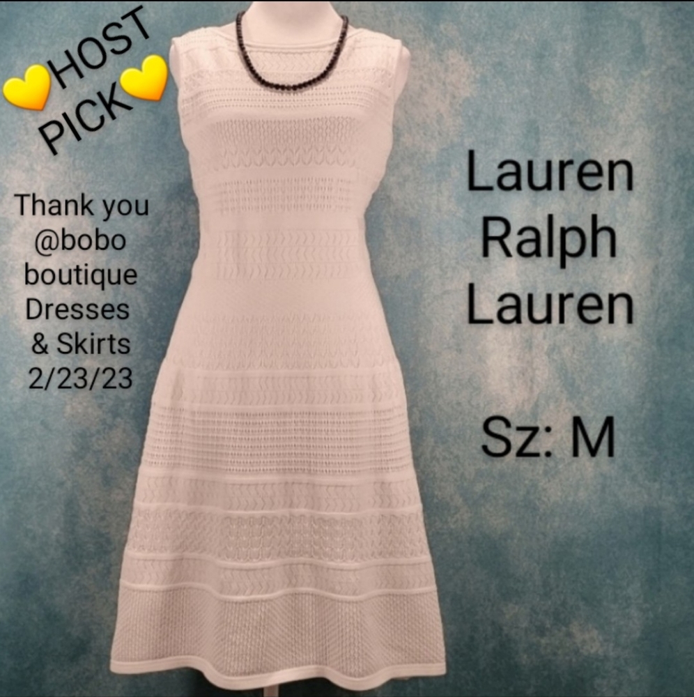 🧡NWOT/EUC Lauren Ralph Lauren Open Knit, Sleeveless Dress in Stunning White